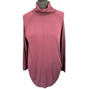 Calson Purple Long Line Center Seam Wool Blend Turtleneck Tunic Sweater,…